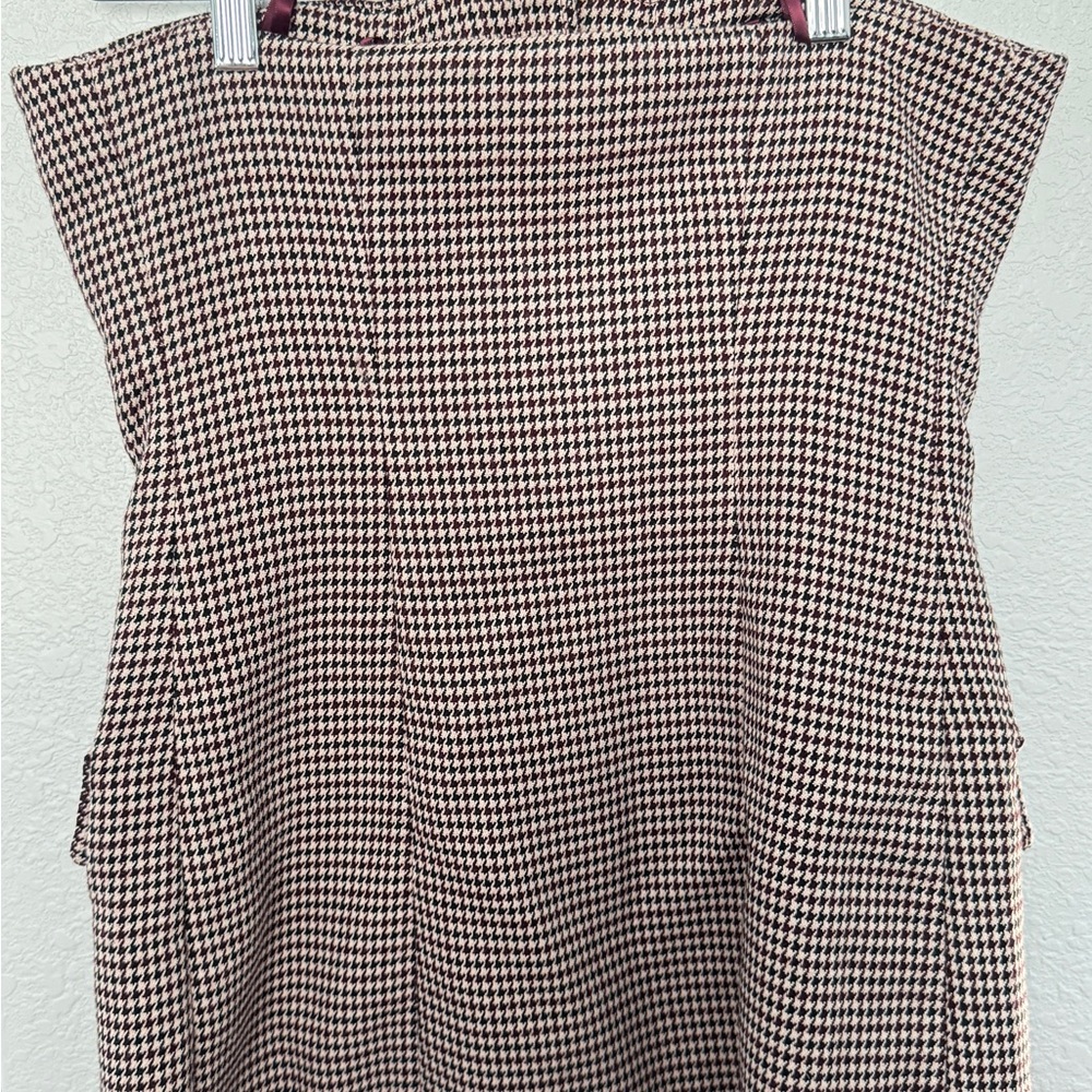 Favorite Daughter Burgundy and Black Houndstooth strapless blazer bustier - Picture 2 of 3